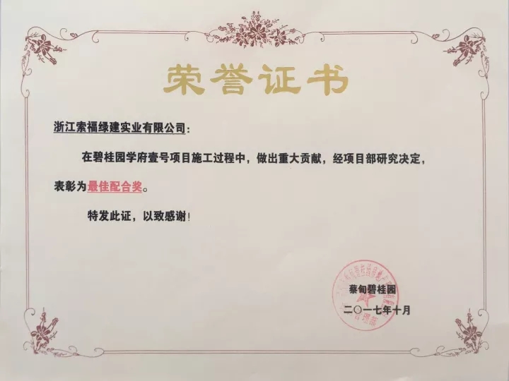 香蕉视频一区门业荣获碧桂园 “最佳售后服务奖”、“最佳配合奖”